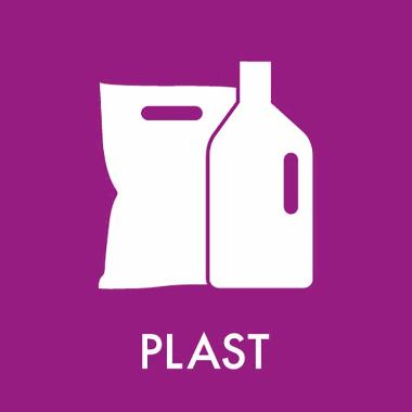 Affaldsskilt PLAST, 12 x 12 cm