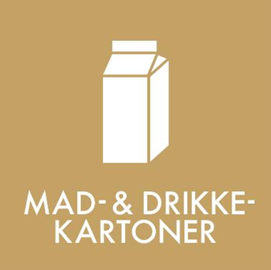Affaldsskilt MAD- OG DRIKKEKARTONER, 12 x 12 cm
