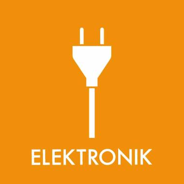 Affaldsskilt SMÅT ELEKTRONIK, 12 x 12 cm