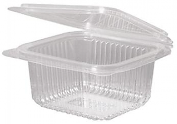 Plastbakke, 500 ml, hængslet låg, bionedb, 50 stk