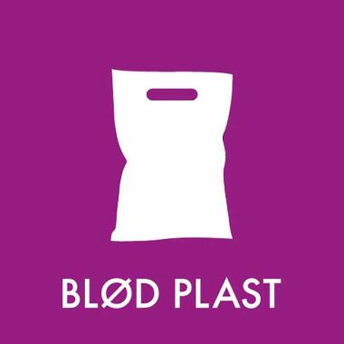 Affaldsskilt BLØD PLAST, 12 x 12 cm